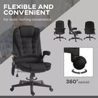 HOMCOM Fauteuil de Bureau de Massage Vibratoire à 6 Points Chauffant, Fauteuil de Bureau de Direction à Dossier Haut en Velours avec Dossier Inclinable, Accoudoirs
