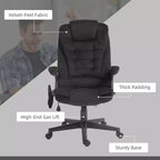 HOMCOM Fauteuil de Bureau de Massage Vibratoire à 6 Points Chauffant, Fauteuil de Bureau de Direction à Dossier Haut en Velours avec Dossier Inclinable, Accoudoirs