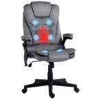 HOMCOM Fauteuil de Bureau de Massage Vibratoire à 6 Points Chauffant, Fauteuil de Bureau de Direction à Dossier Haut en Velours avec Dossier Inclinable, Accoudoirs