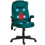 HOMCOM Fauteuil de Bureau de Massage Vibratoire à 6 Points Chauffant, Fauteuil de Bureau de Direction à Dossier Haut en Velours avec Dossier Inclinable, Accoudoirs
