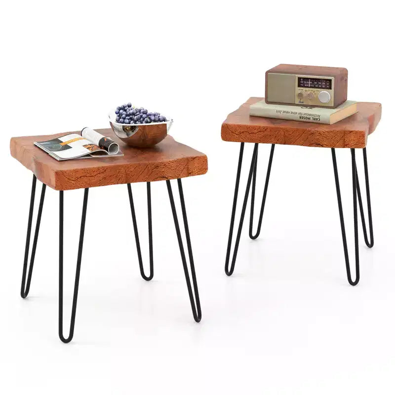 Costway Table d'appoint carrée en teck recyclé d'Indonésie, support de plante, patio rustique