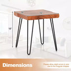 Costway Table d'appoint carrée en teck recyclé d'Indonésie, support de plante, patio rustique