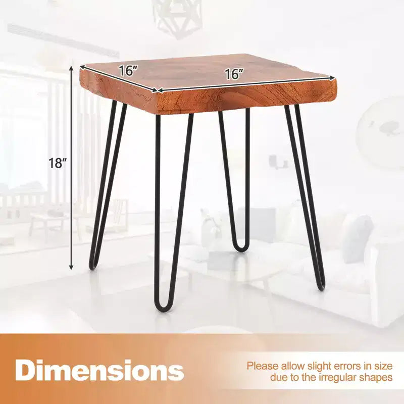 Costway Table d'appoint carrée en teck recyclé d'Indonésie, support de plante, patio rustique