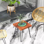 Costway Table d'appoint carrée en teck recyclé d'Indonésie, support de plante, patio rustique
