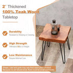 Costway Table d'appoint carrée en teck recyclé d'Indonésie, support de plante, patio rustique