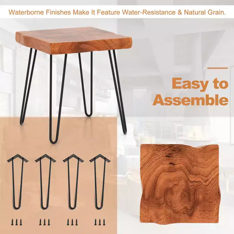 Costway Table d'appoint carrée en teck recyclé d'Indonésie, support de plante, patio rustique