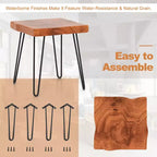 Costway Table d'appoint carrée en teck recyclé d'Indonésie, support de plante, patio rustique