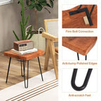 Costway Table d'appoint carrée en teck recyclé d'Indonésie, support de plante, patio rustique