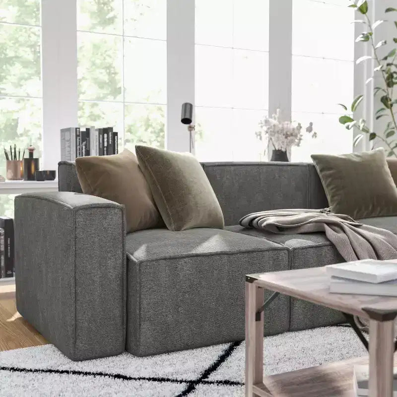 Chaise d'angle modulable gauche Merrick Lane avec accoudoir