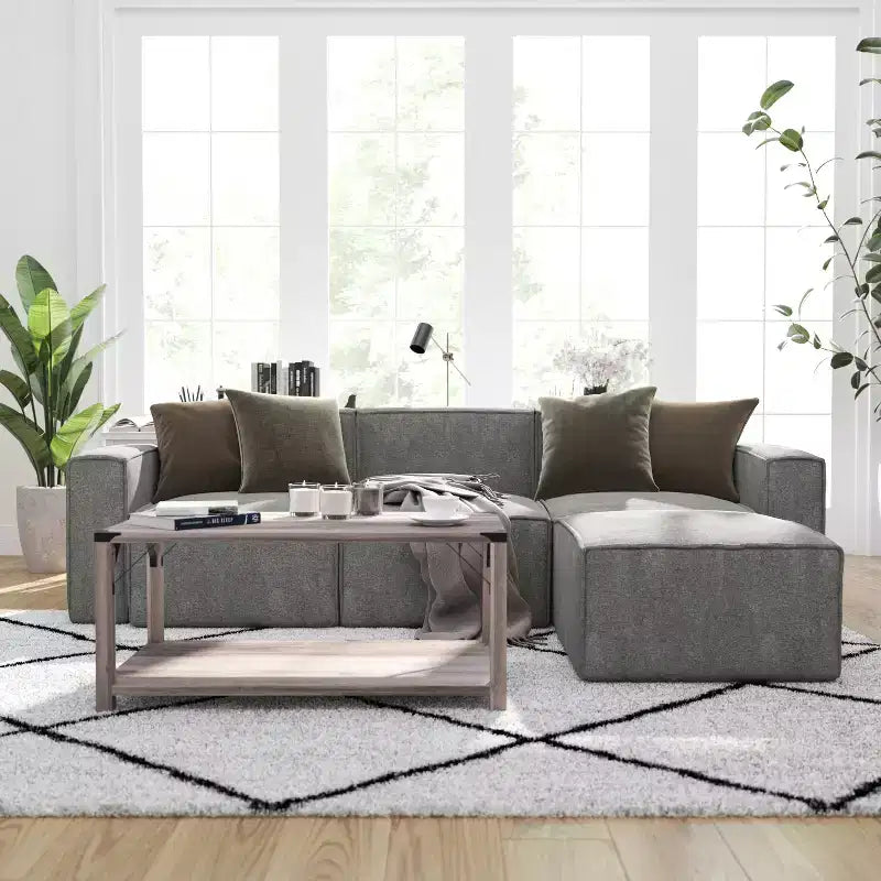 Chaise d'angle modulable gauche Merrick Lane avec accoudoir