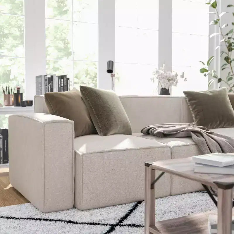 Chaise d'angle modulable gauche Merrick Lane avec accoudoir
