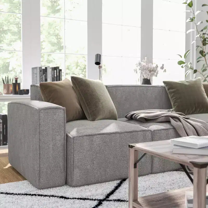 Chaise d'angle modulable gauche Merrick Lane avec accoudoir