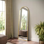 Miroir mural Merrick Lane à cadre métallique arqué pour entrées, salles à manger et salons