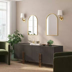 Miroir mural Merrick Lane à cadre métallique arqué pour entrées, salles à manger et salons
