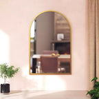 Miroir mural Merrick Lane à cadre métallique arqué pour entrées, salles à manger et salons