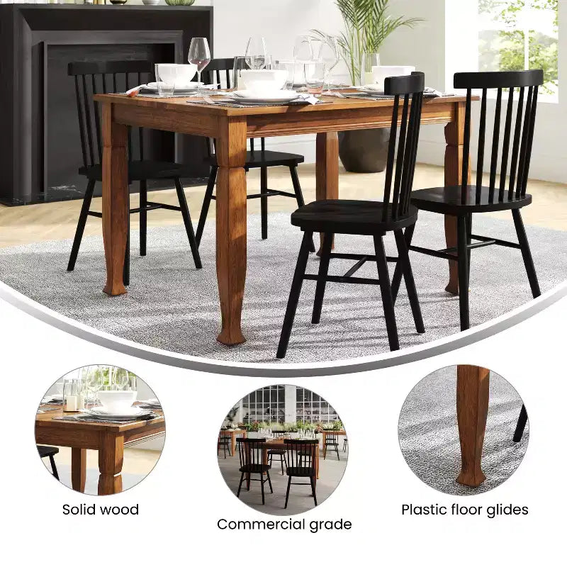 Table à manger en bois Merrick Lane avec pieds sculptés