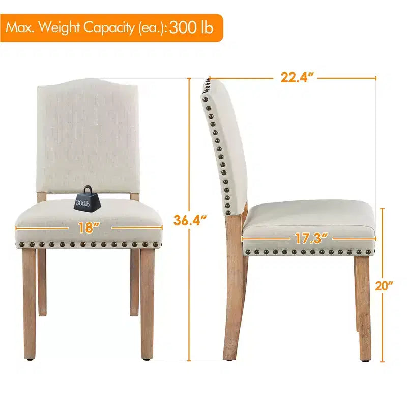 Yaheetech Lot de 2 chaises de salle à manger capitonnées pour salon et salle à manger