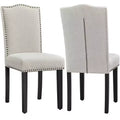 Yaheetech Set of 2 Modern Fabric Upholstered Dining Chairs for Living Room Dining Room, Beige