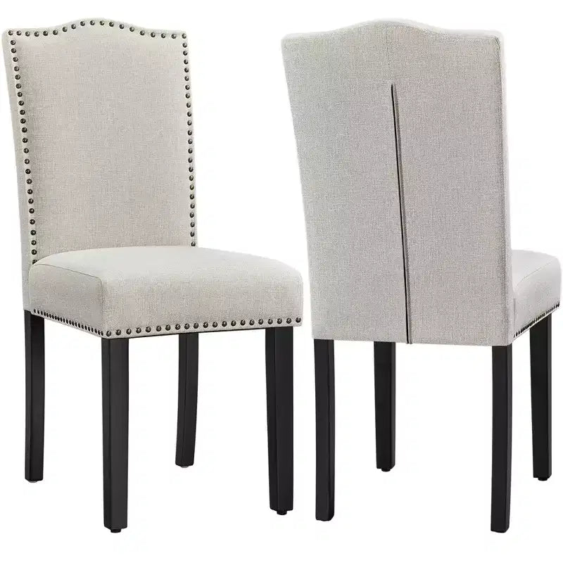 Yaheetech Set of 2 Modern Fabric Upholstered Dining Chairs for Living Room Dining Room, Beige