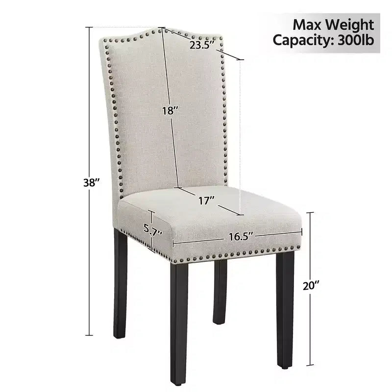 Yaheetech Lot de 2 Chaises de Salle à Manger Rembourrées en Tissu Moderne pour Salon, Salle à Manger, Beige