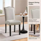 Yaheetech Lot de 2 Chaises de Salle à Manger Rembourrées en Tissu Moderne pour Salon, Salle à Manger, Beige