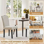 Yaheetech Lot de 2 Chaises de Salle à Manger Rembourrées en Tissu Moderne pour Salon, Salle à Manger, Beige