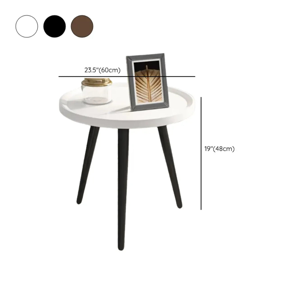 Table d'appoint ronde en bois blanc pour le salon