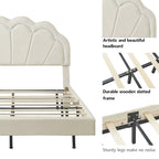 Ensembles de chambre à coucher 2 pièces – Lit plateforme double avec LED et pouf de rangement