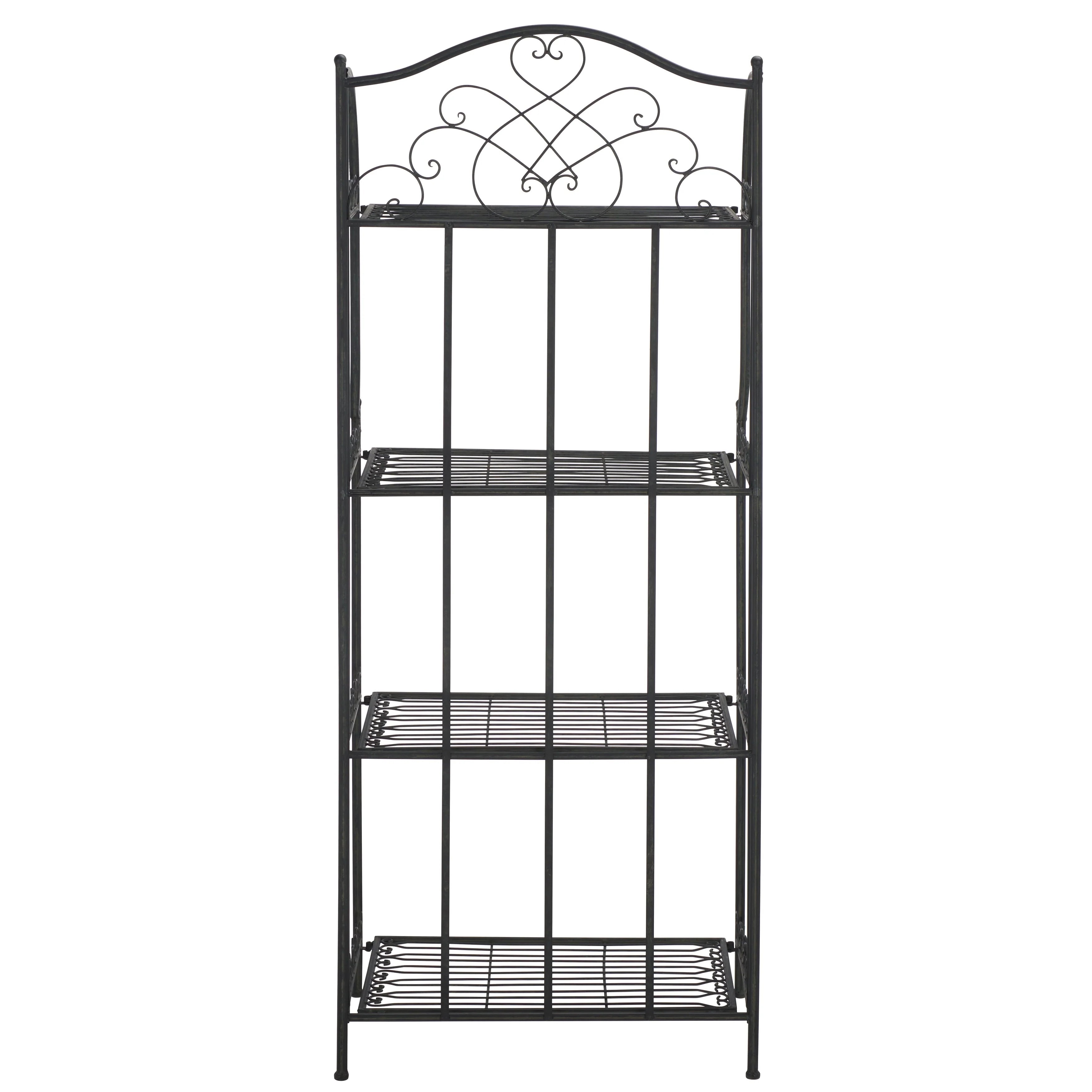 SAFAVIEH Bryn Étagère de boulanger d'extérieur victorienne en fer forgé à 4 niveaux - 63,5 cm l x 38,1 cm P x 160 cm H - 25L x 15P x 63H