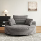 Fauteuil pivotant simple en velours côtelé et chenille avec rembourrage en mousse