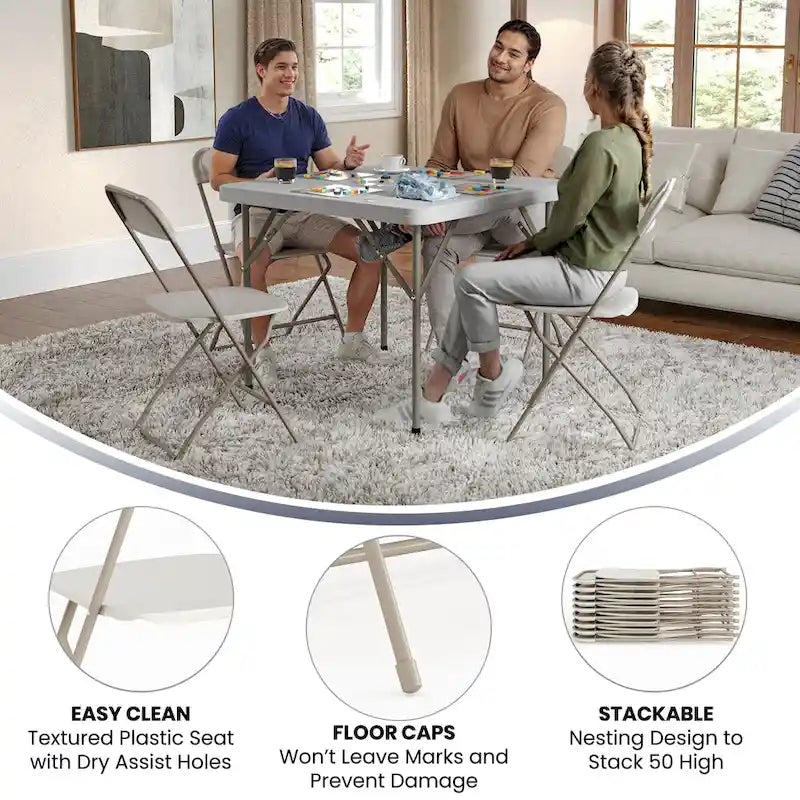 Chaise pliante en plastique – Lot de 10 – Capacité de poids de 295 kg – Chaise d'événement