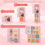 Costway Armoire pour enfants à 12 cubes, Commode pour bébé, Placard de chambre à coucher avec porte, Bleu/Rose