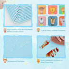 Costway Armoire pour enfants à 12 cubes, Commode pour bébé, Placard de chambre à coucher avec porte, Bleu/Rose