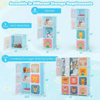 Costway Armoire pour enfants à 12 cubes, Commode pour bébé, Placard de chambre à coucher avec porte, Bleu/Rose