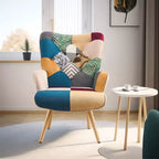Fauteuil d'appoint FERPIT de style cabriolet avec pieds en hévéa et patins de nivellement