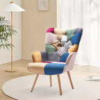 Fauteuil d'appoint FERPIT de style cabriolet avec pieds en hévéa et patins de nivellement