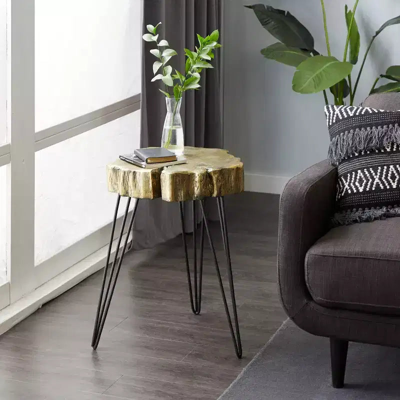 Table d'appoint moderne en polystone et métal - Olivia & May