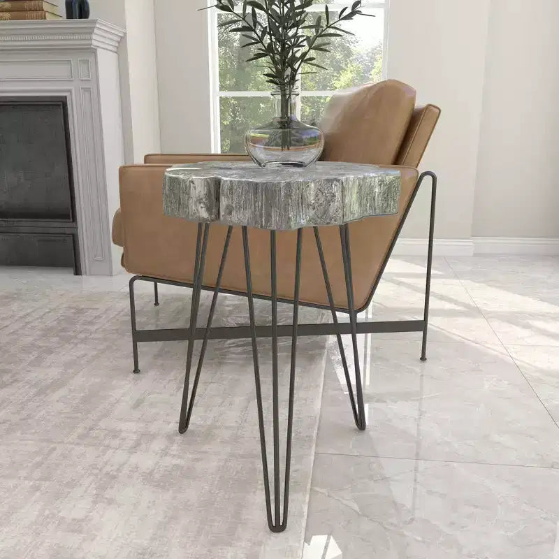 Table d'appoint moderne en polystone et métal - Olivia & May