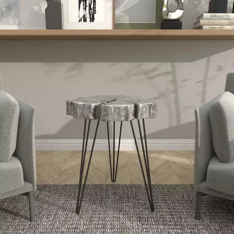 Table d'appoint moderne en polystone et métal - Olivia & May