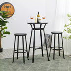 Lot de 2 tabourets de bar en acier avec assise ronde en bois d'orme - Glitzhome