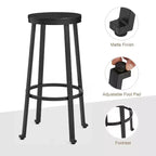 Lot de 2 tabourets de bar en acier avec assise ronde en bois d'orme - Glitzhome