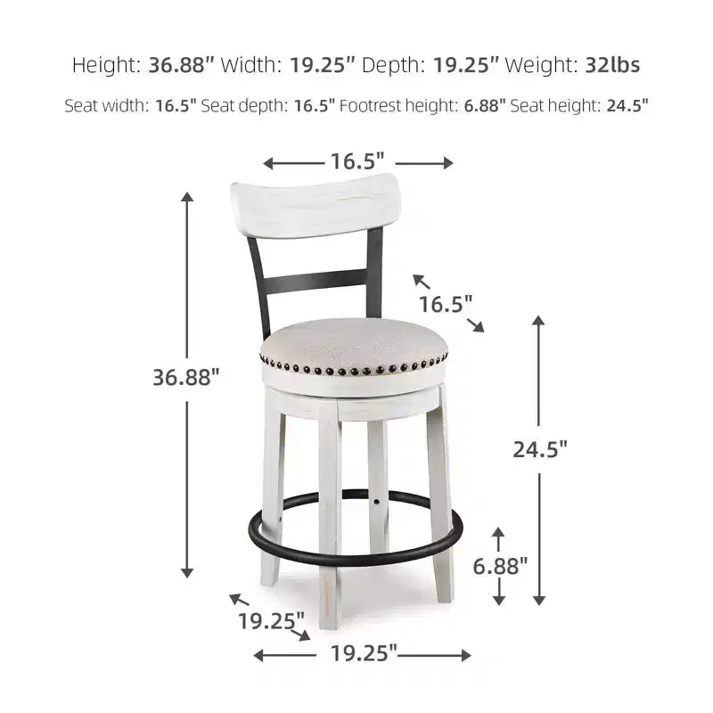 Tabouret de bar pivotant rembourré hauteur comptoir Valebeck - Signature Design by Ashley