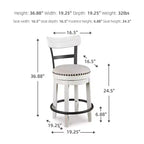 Tabouret de bar pivotant rembourré hauteur comptoir Valebeck - Signature Design by Ashley