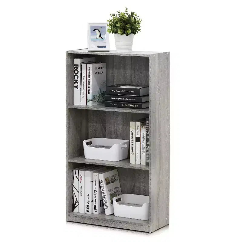 Furinno Étagère de rangement à 3 niveaux avec étagères ouvertes, Chêne français