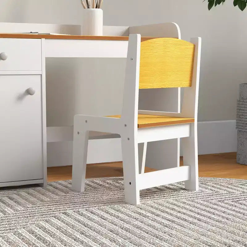Ensemble bureau et chaise pour enfants Qaba avec tiroir de rangement, bureau d'étude avec chaise pour enfants pour activités artistiques et artisanales, goûter, école à la maison, devoirs, blanc