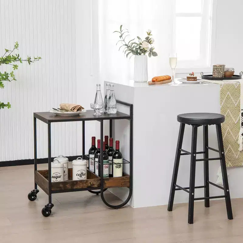 Desserte de bar industrielle Costway avec étagère en fil métallique amovible
