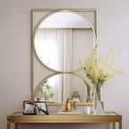 Miroir mural accent moderne en métal cadre sablier doré LuxenHome