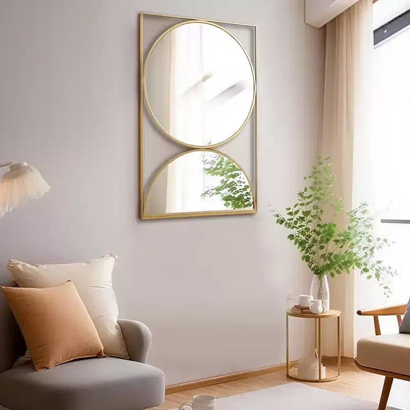 Miroir mural accent moderne en métal cadre sablier doré LuxenHome