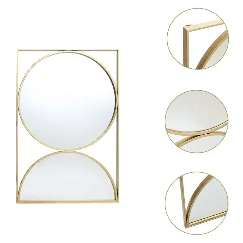 Miroir mural accent moderne en métal cadre sablier doré LuxenHome