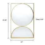 Miroir mural accent moderne en métal cadre sablier doré LuxenHome